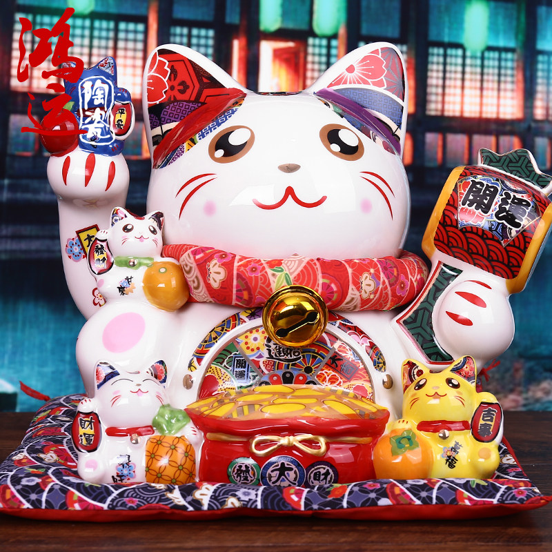 摆件日本招财猫风生生水陶瓷玄关风水招财开业招财猫