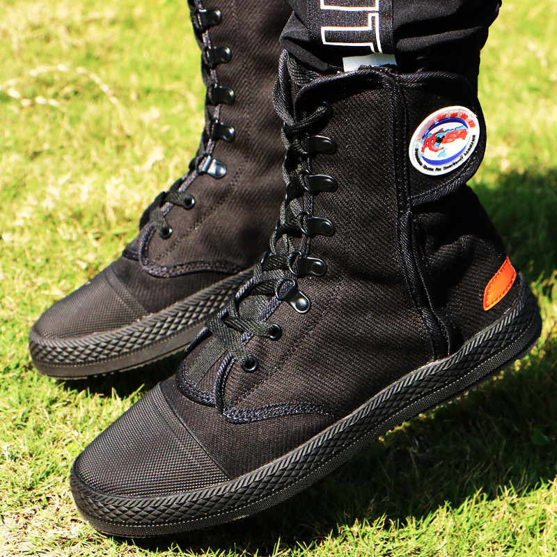 春秋透气作训帆布男女女高作战消防超轻黑色战术靴
