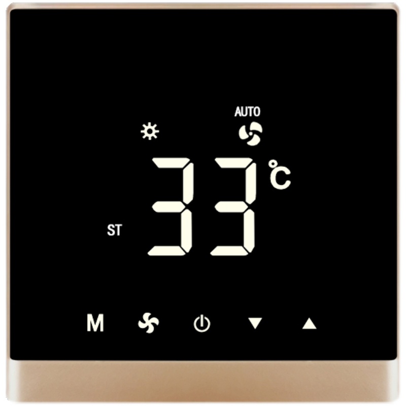 面板中央空调液晶温控器风机盘管智能三速开关触摸屏金色空调控制面板