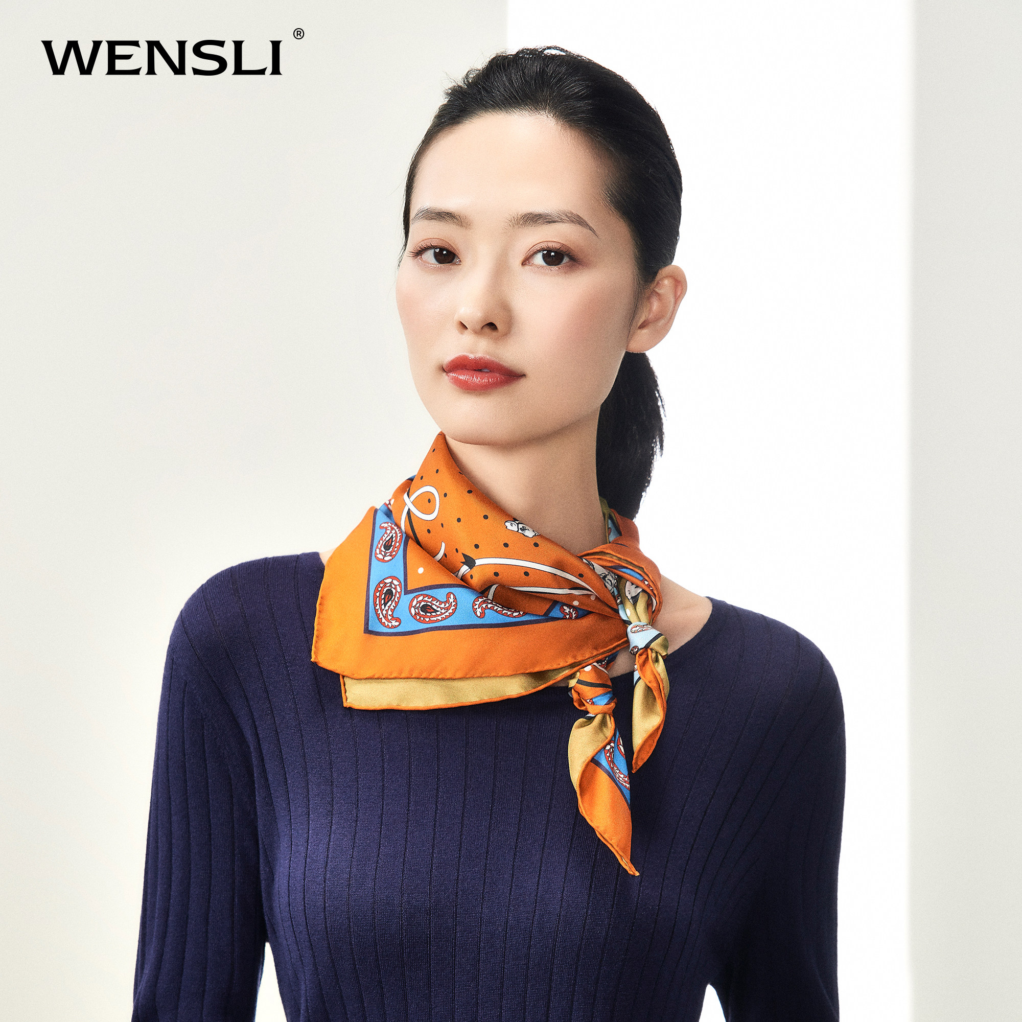 万事利夏季薄款女桑蚕蚕丝丝巾披肩围脖真丝双面围巾