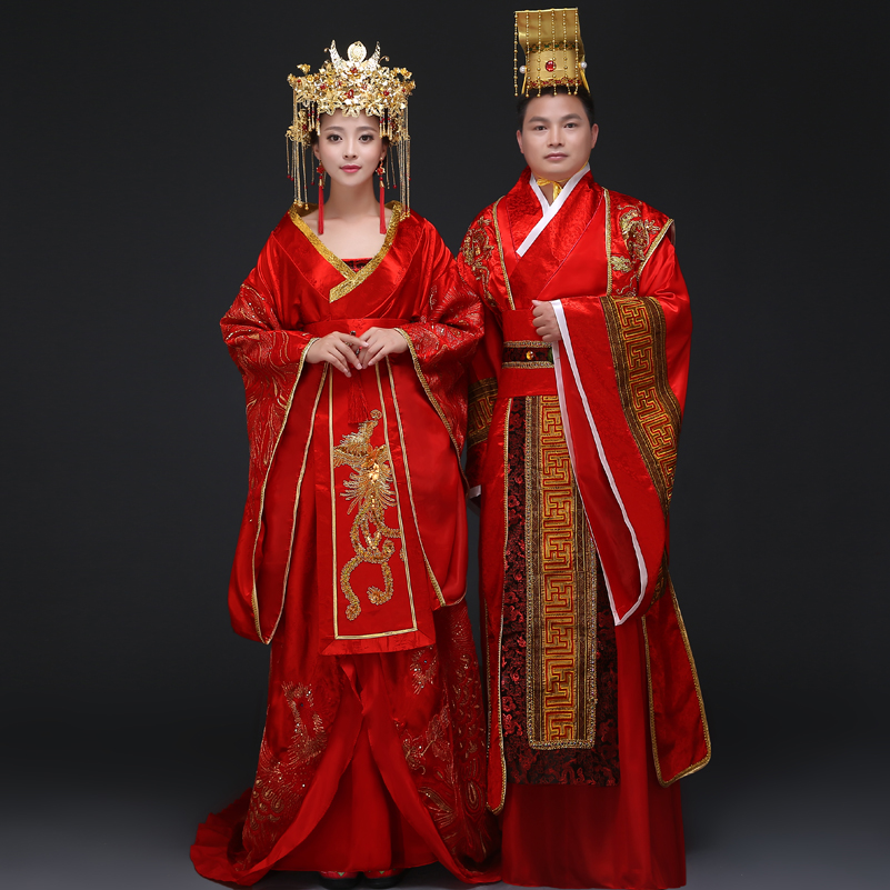 古装新娘嫁衣结婚中国国风汉服女红色敬酒汉唐民族服装