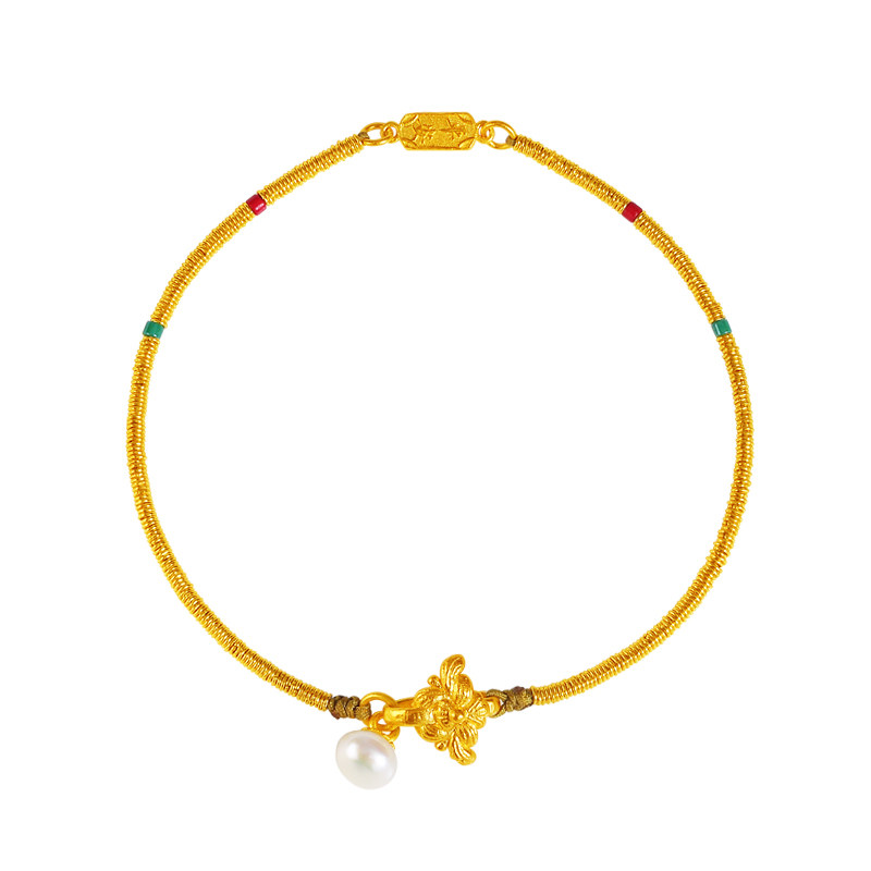 老克勒手链碎金子999足金天然隔片