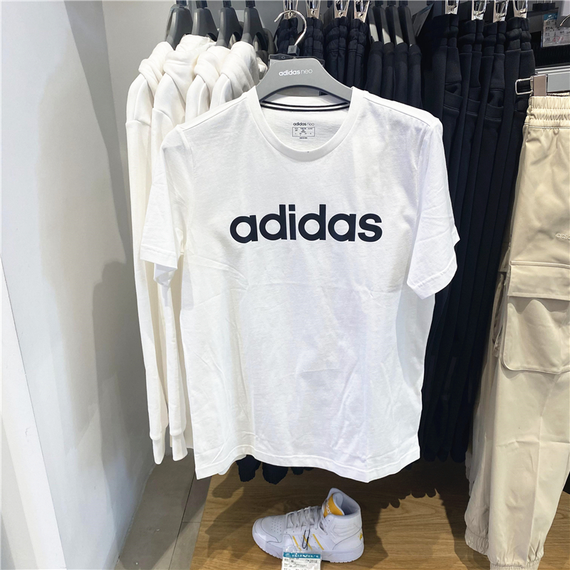 阿迪达斯NEO男2021跑步运动短袖圆领休闲T恤 GP4885 4887 H14239