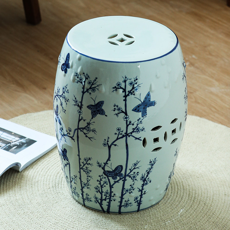 手绘青花瓷换鞋凳陶瓷鼓凳梳妆凳子新古典新品鼓墩坐墩矮凳圆凳