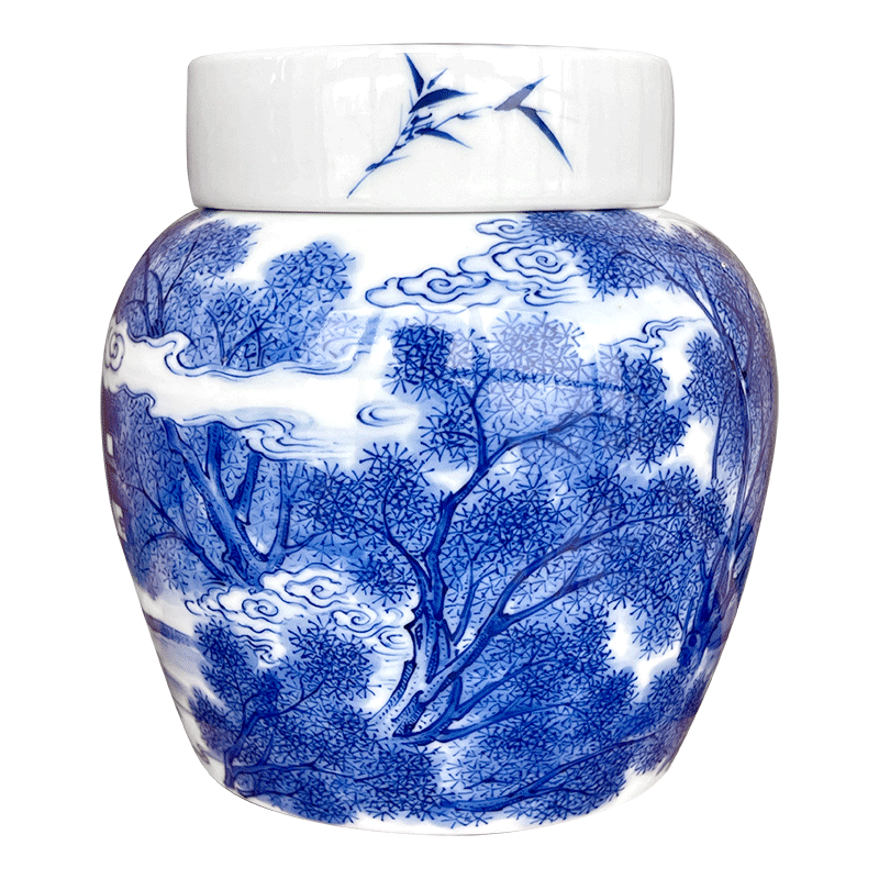 景德镇春风祥玉邹俊窑珍藏青花细工山水泛舟吹笛茶道