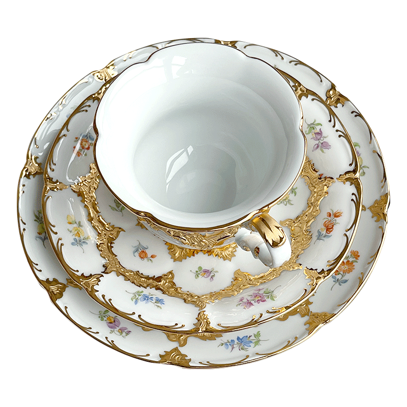 德国meissen梅森瓷器bform系列描金彩绘下午茶咖啡杯咖啡杯