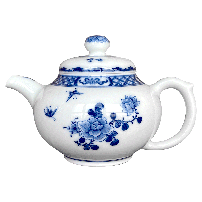 小雅景德镇阮定荣造手绘青花青花瓷瓷器珍玩款蝶恋花茶壶