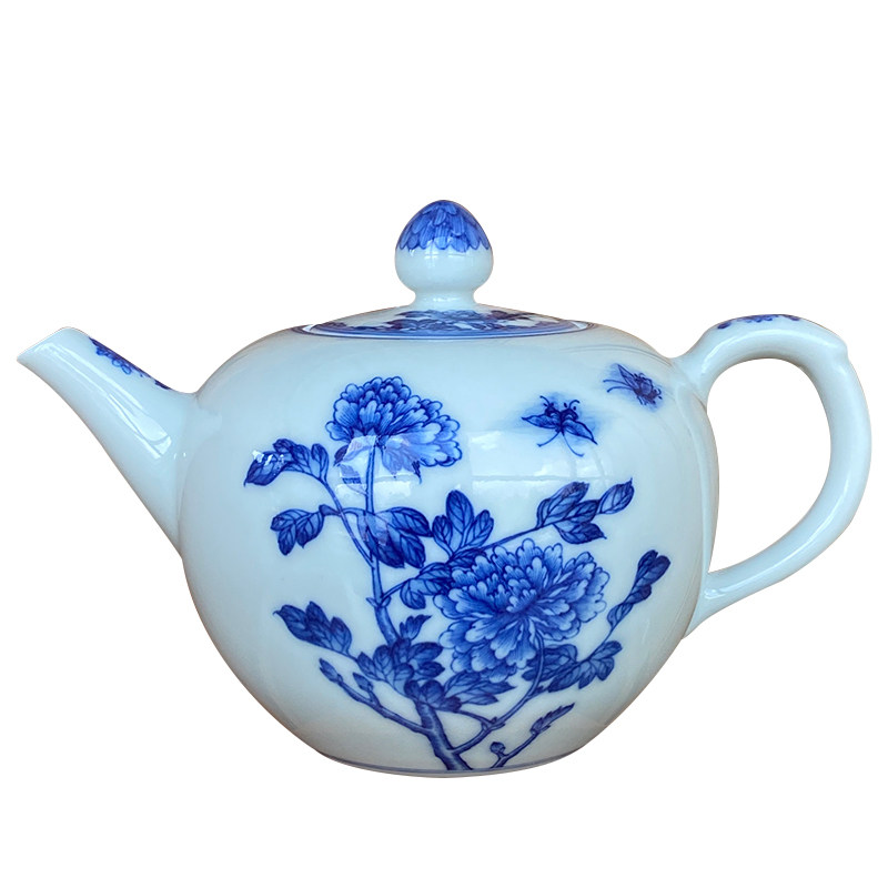 小雅景德镇阮定荣造蝶恋花茶壶青花瓷茶具茶杯