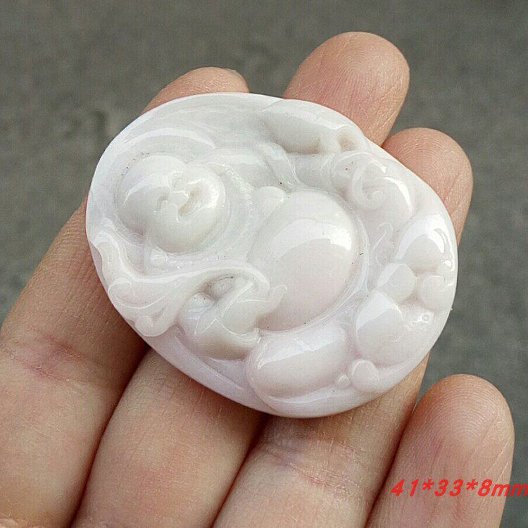 吊坠南阳天然独玉粉佛颈饰挂件玉佩瑕疵便宜颈饰