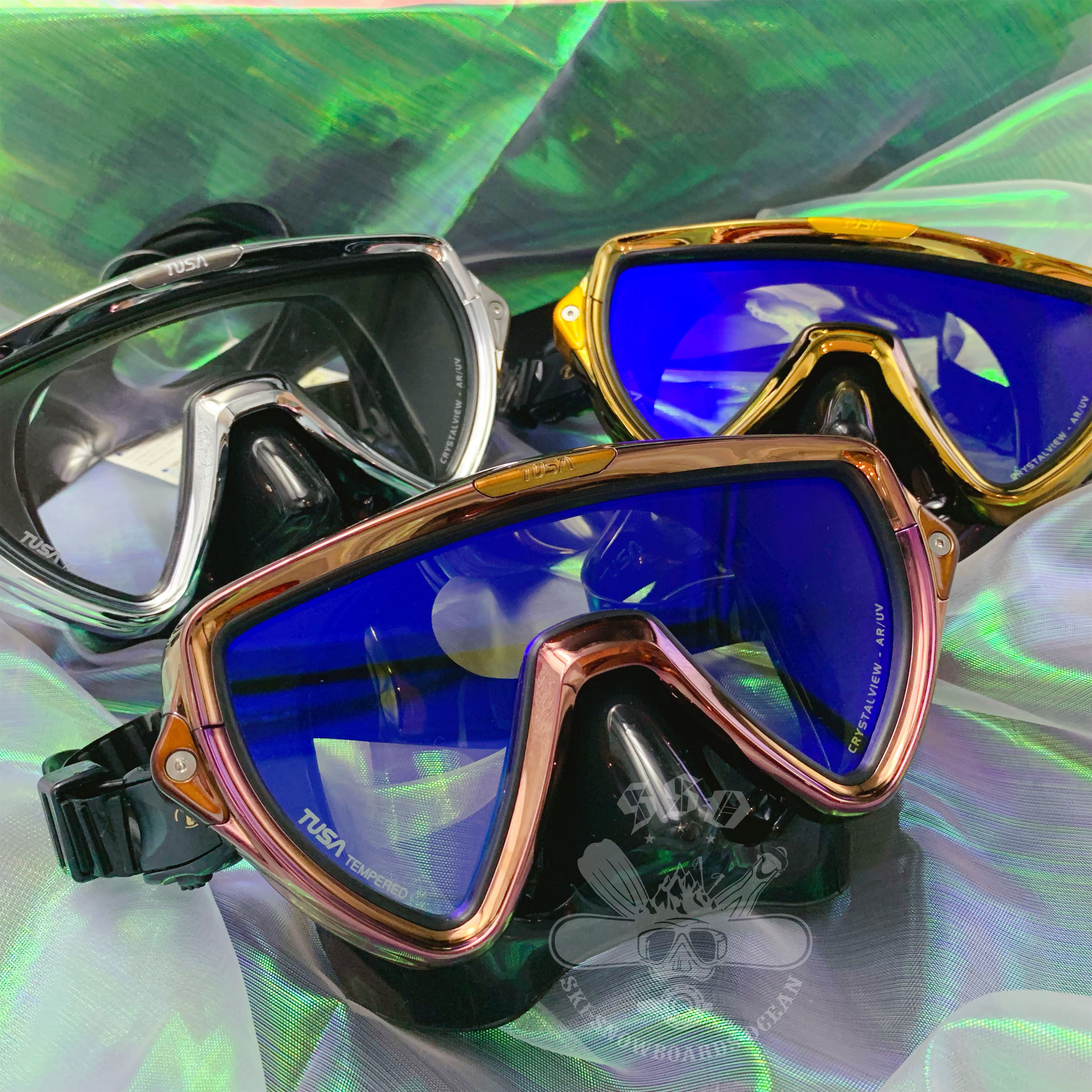 潜水日本tusam19水肺水面金粉金刚镀膜uv面镜