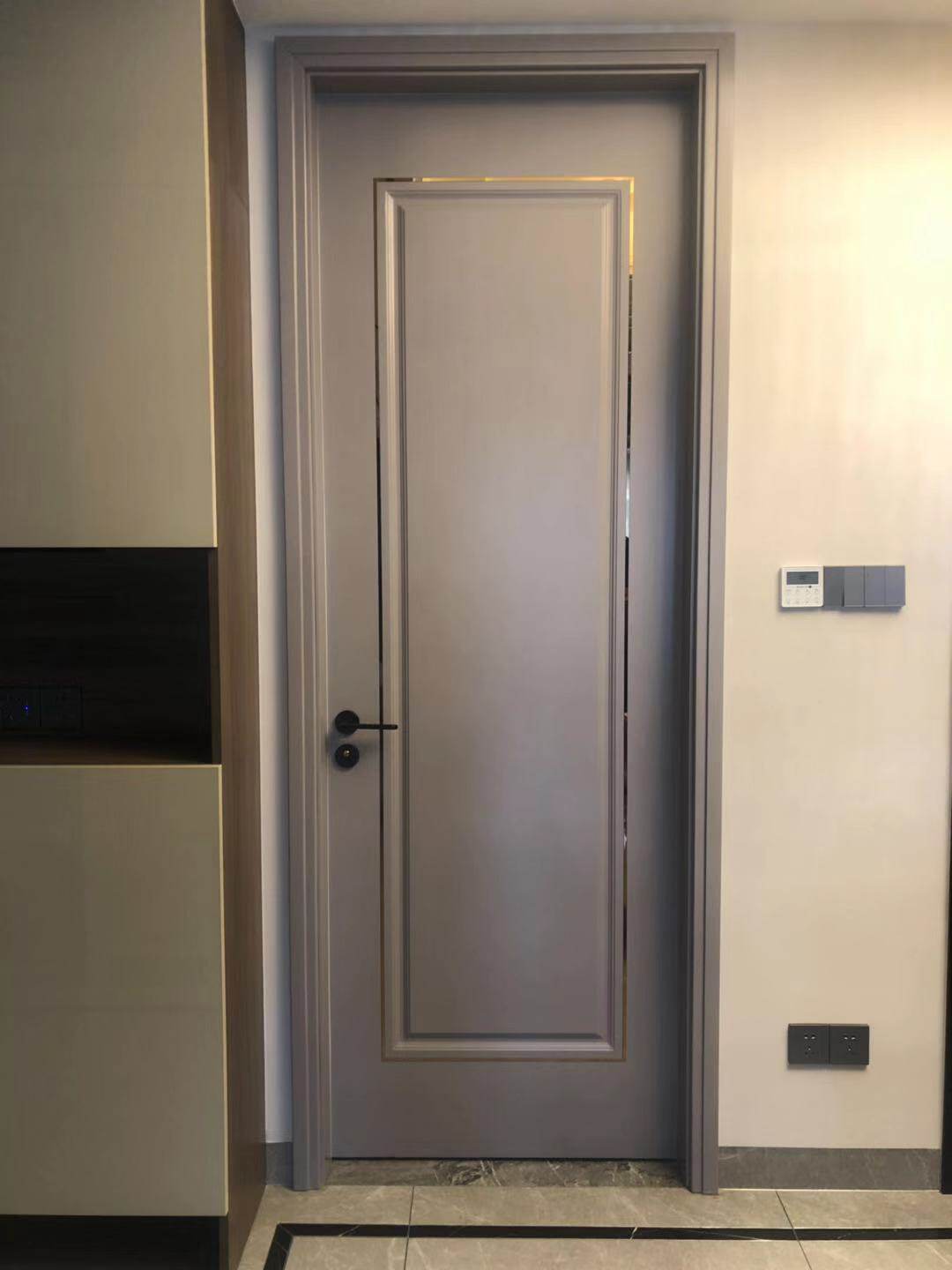 卧室套装实木烤漆欧式房间室内门现代简约轻奢灰色卧室门