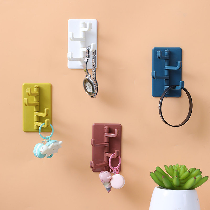 创意旋转挂钩强力粘胶家用打孔浴室无痕墙壁挂钩