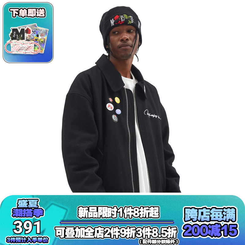 MEDM棉衣男秋冬双色羊毛绒加厚翻领短款拉链棉服宽松休闲潮流外套