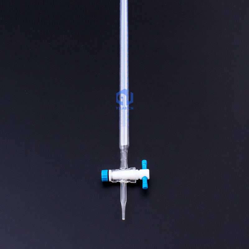 四氟蓝白线具滴定管10ml25ml50ml100ml酸式碱式玻璃管类