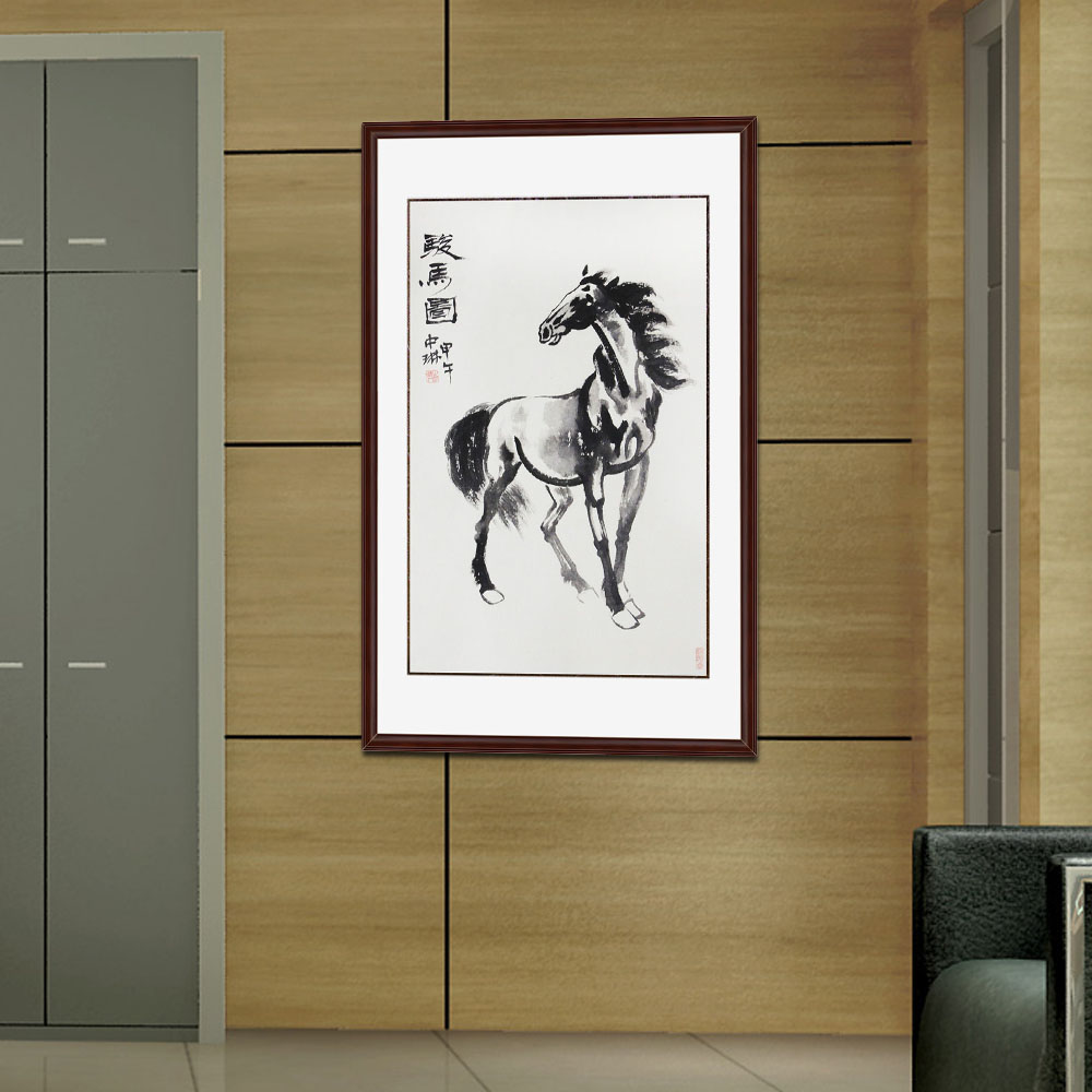 锦翰堂 中琳 国画马《马到成功》手绘真迹有框画 国画马图