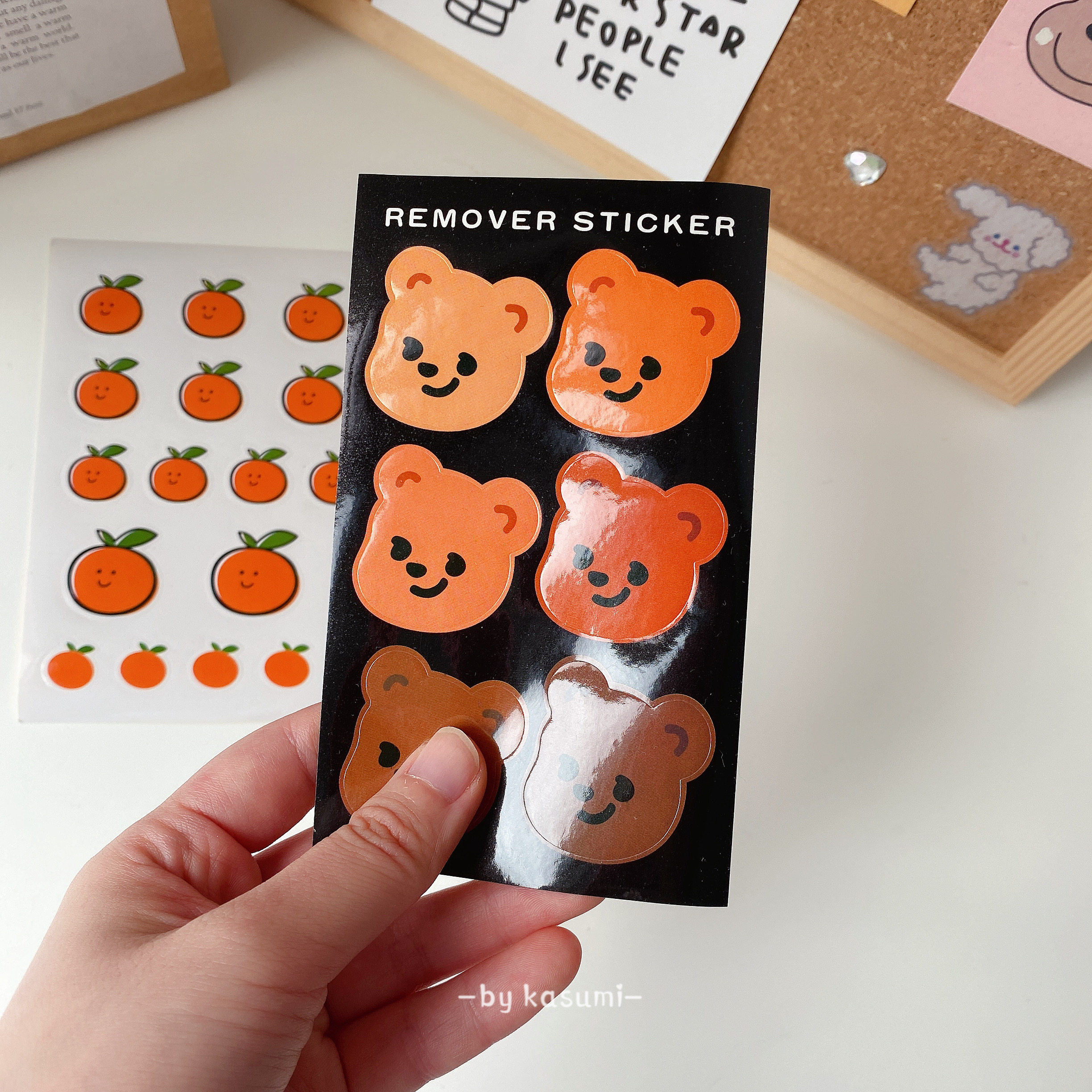 kasumi韩国ins可爱小熊橘子贴纸手帐装饰水杯贴纸