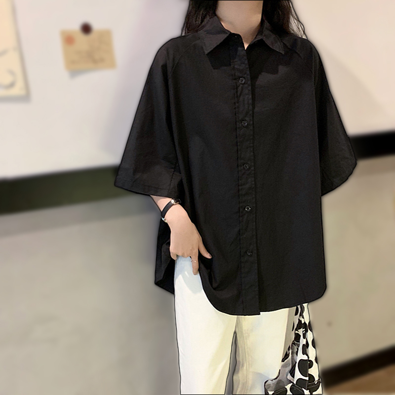 短袖衬衫女韩版潮流宽松日系工装衬衣bf原宿风夏季外套港风ins潮