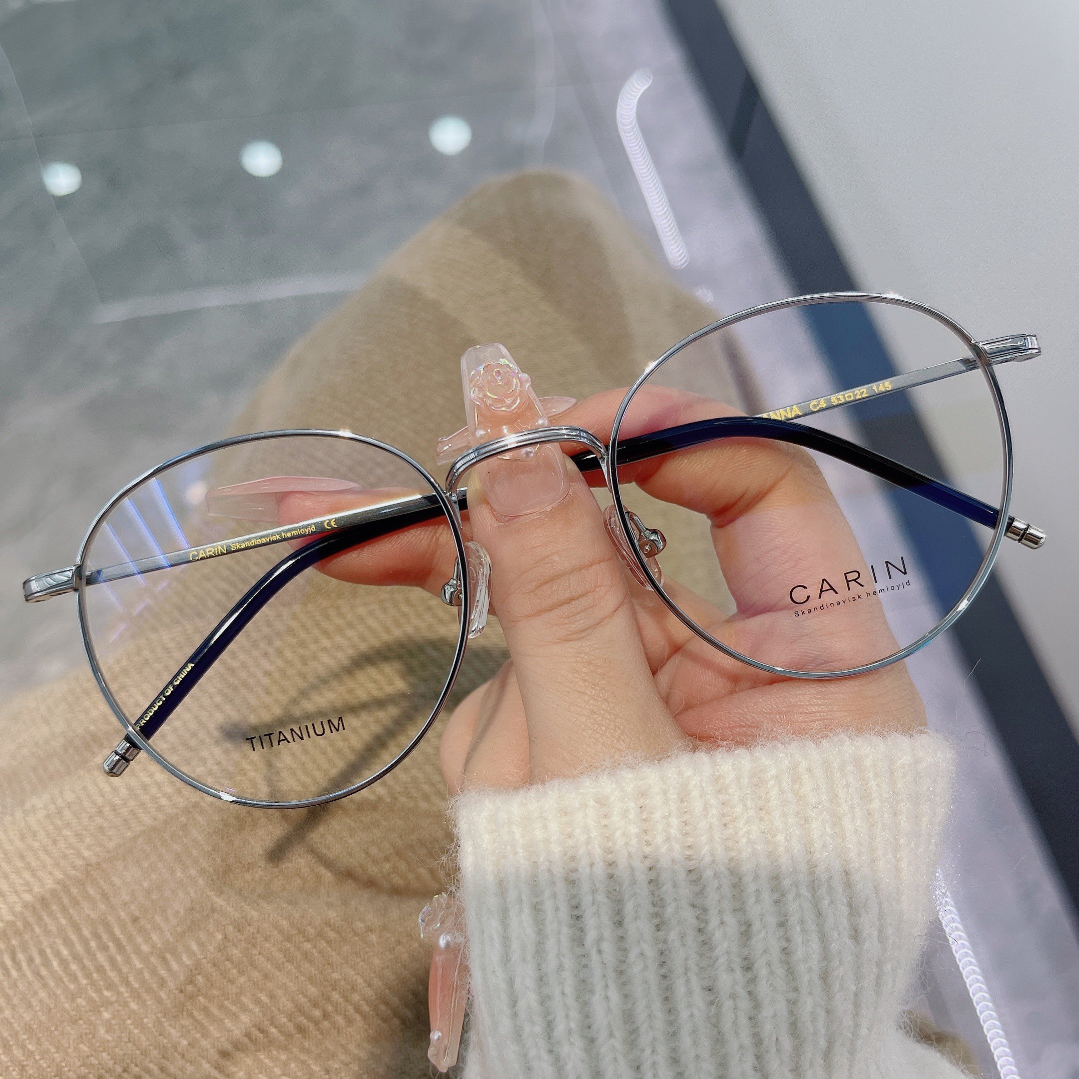 carin卡琳眼镜框anna秀智同款超轻纯钛圆框近视女有度数防紫外线