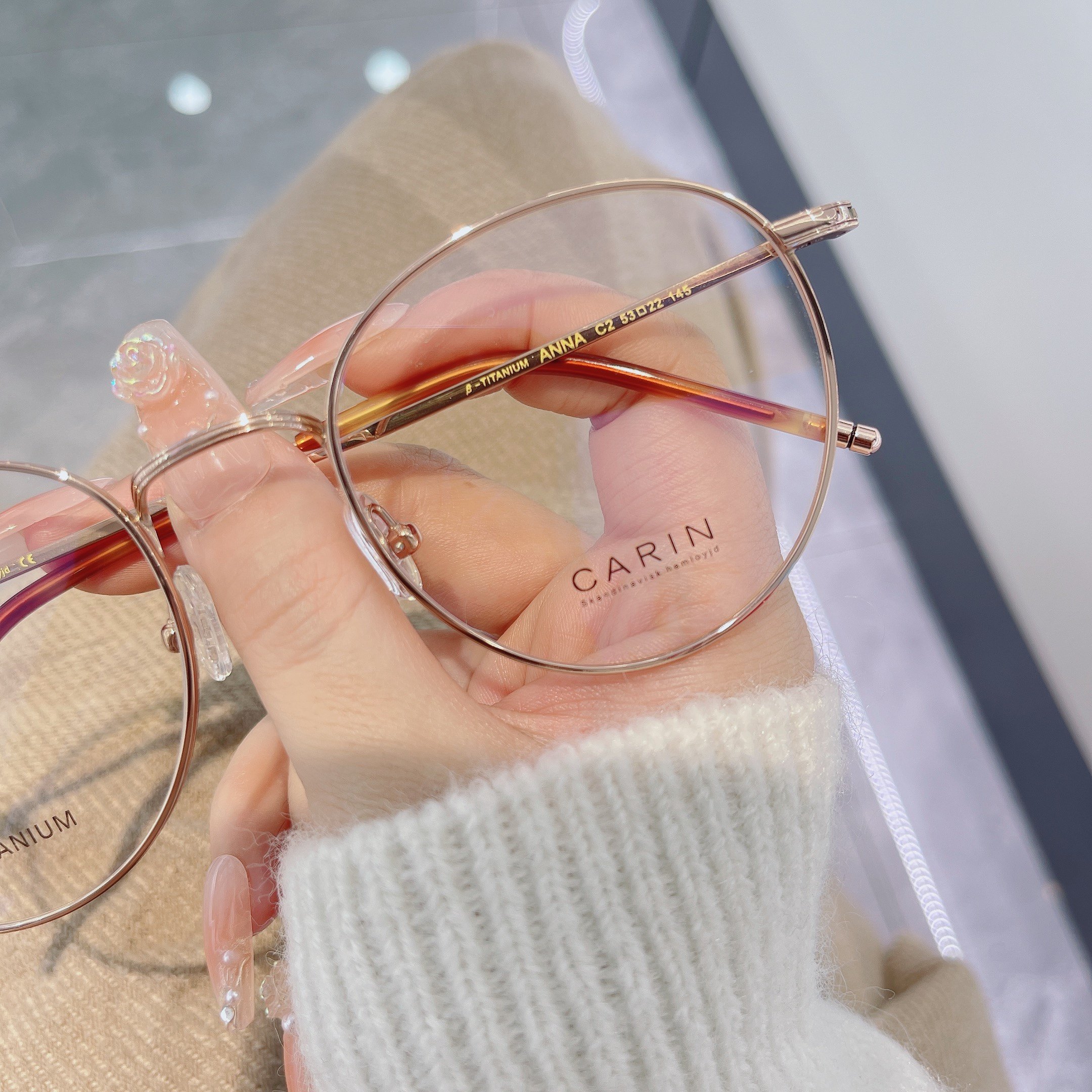 carin卡琳眼镜框anna秀智同款超轻纯钛圆框近视女有度数防紫外线