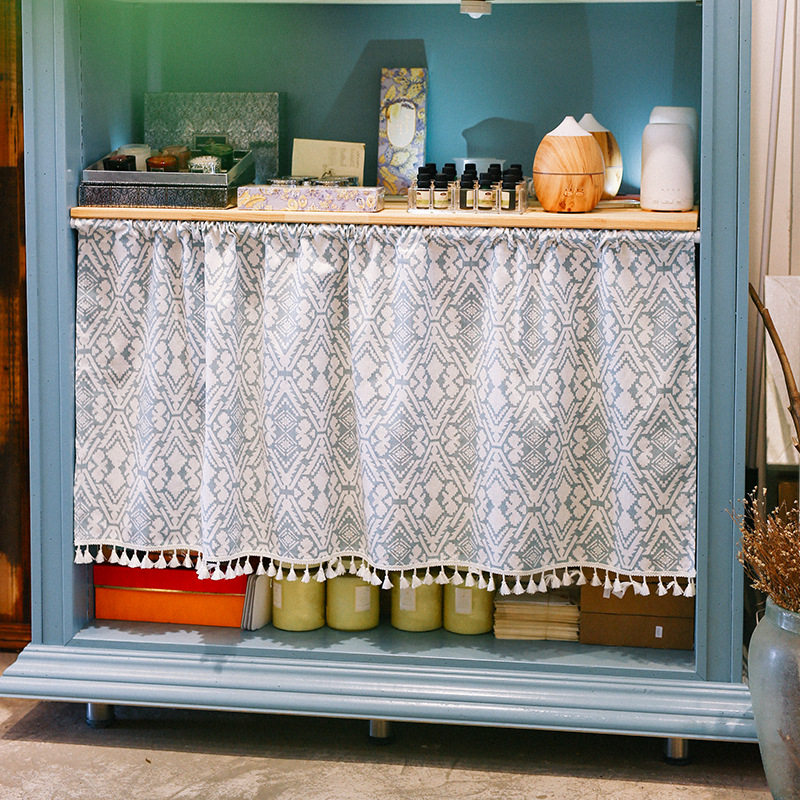 打孔半帘遮挡民族风门帘柜子遮丑帘布布艺防尘柜类遮挡帘