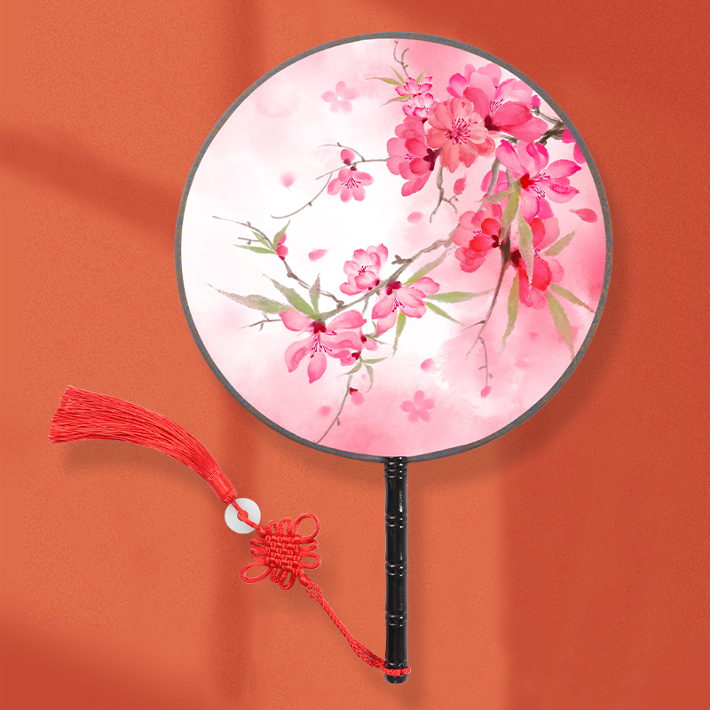 24cm双面团扇舞蹈专用大号广场舞跳舞古风圆扇扇子