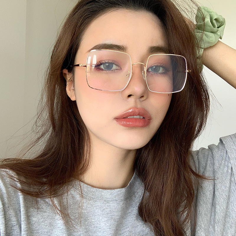 眼镜镜框网红超大金丝方框复古近视可配素颜眼镜架