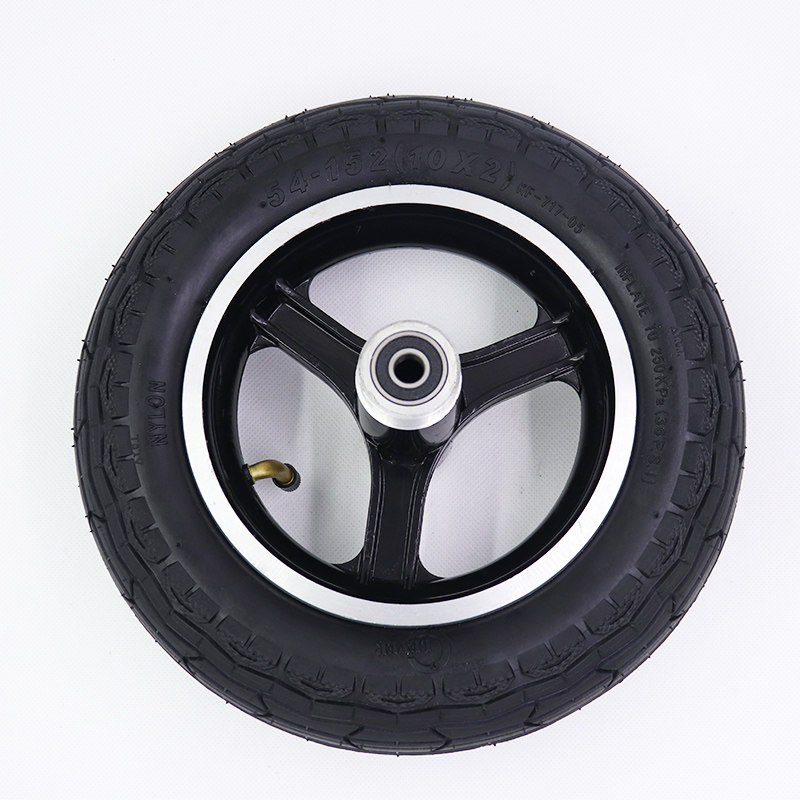 10寸电动滑板车前轮轮毂轮胎装好更多电动车零
