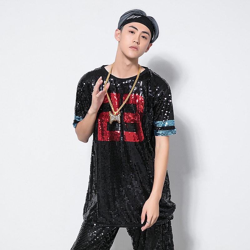 摇滚夜店表演服男款亮片酒吧dj男歌手ds背心嘻哈爵士街舞演出服装