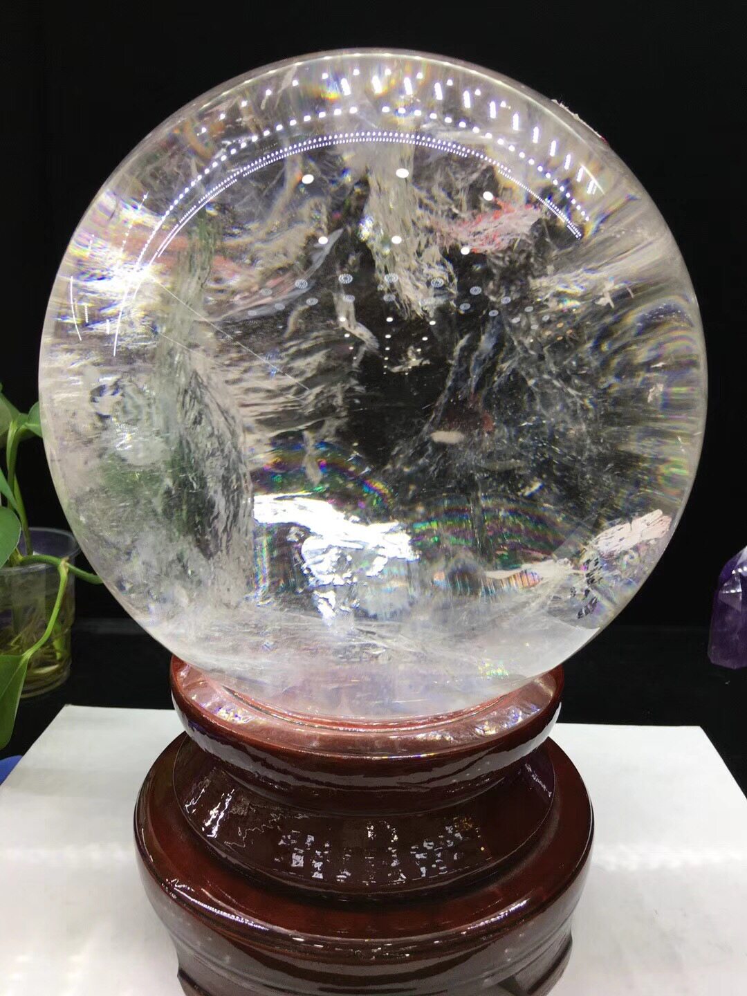 天然纯净体白水晶球招财转运风水摆件奇石石头奇石