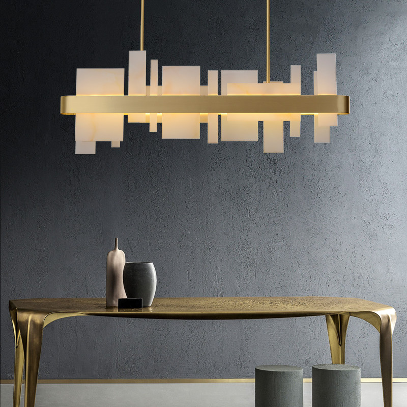 吊灯轻奢餐厅创意纯铜现代简约长形餐桌吧台台灯餐厅吊灯