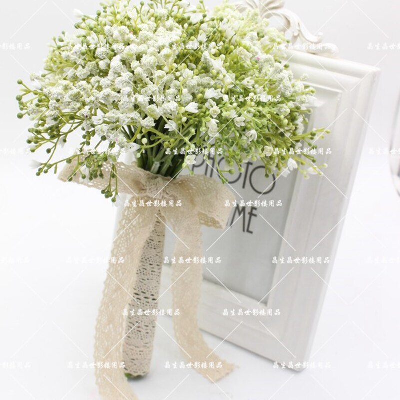 仿真白色满天星手捧摄影道具韩式新娘伴娘婚礼新娘手捧花