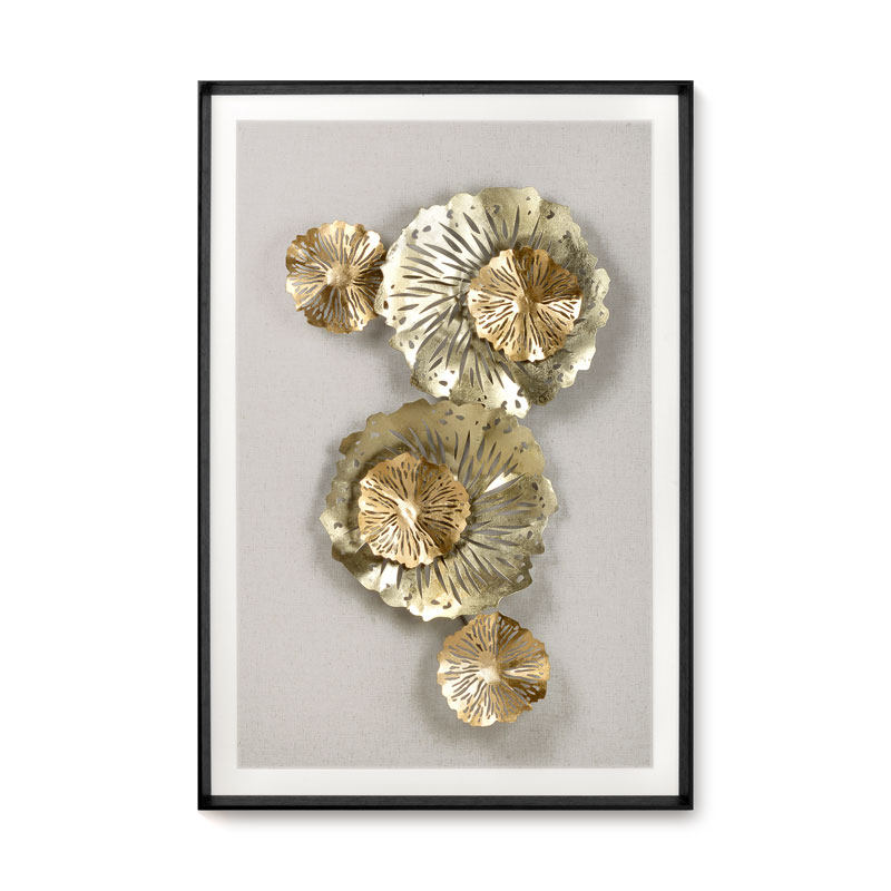 铁艺复古壁画莲花金属软装别墅玄关新复古大气现代装饰画