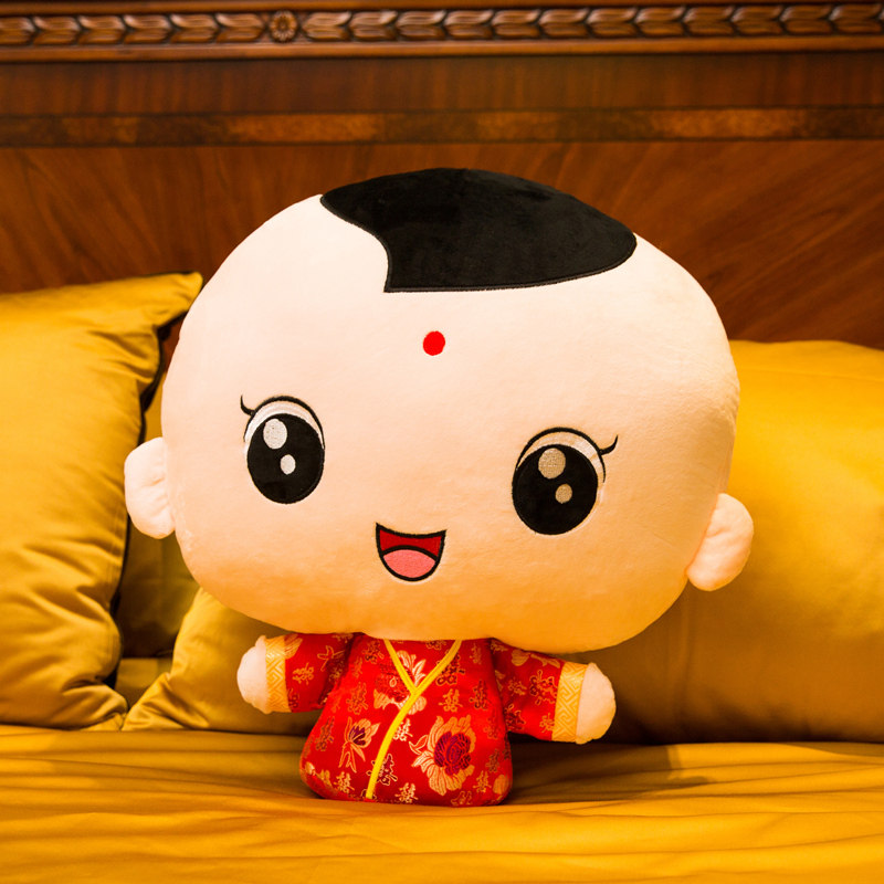 压床娃娃一对结婚床上中式金童玉女情侣抱枕婚庆毛绒玩具毛绒布艺类