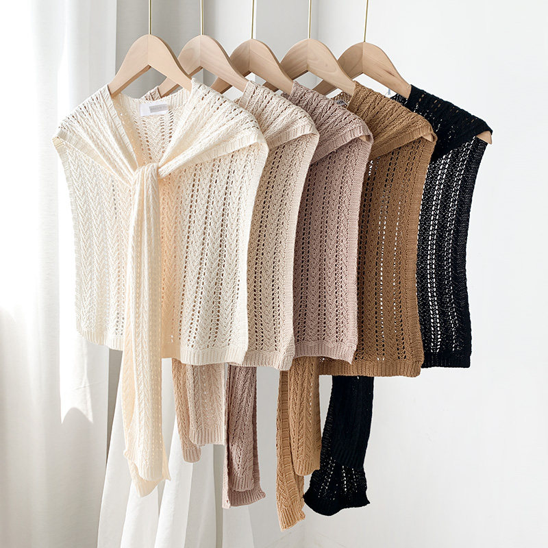 针织披肩春秋夏季外搭空调房坎搭肩网红毛线围巾