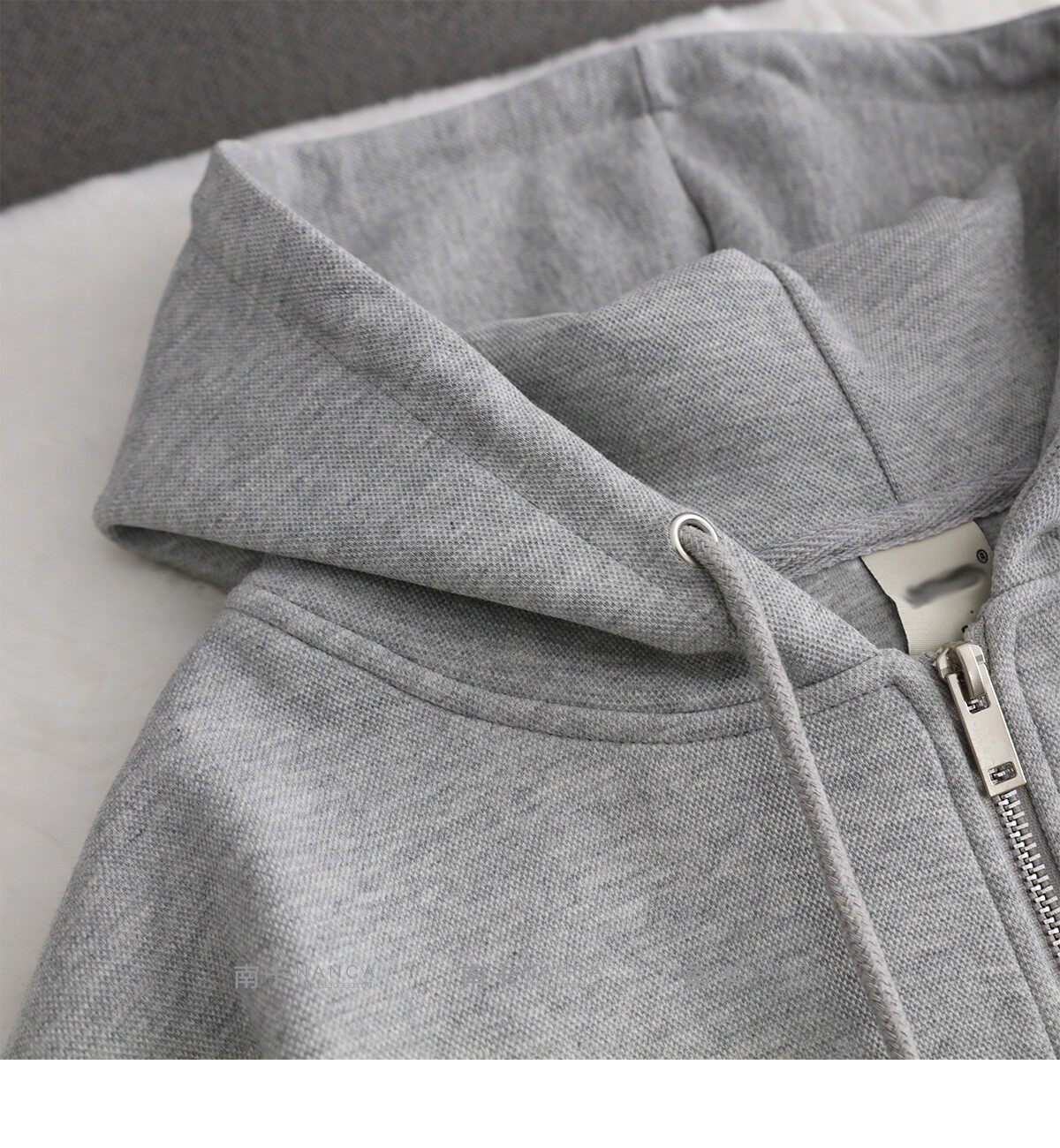 cec灰色拉链开衫卫衣女连帽春秋薄款韩版宽松卫衣