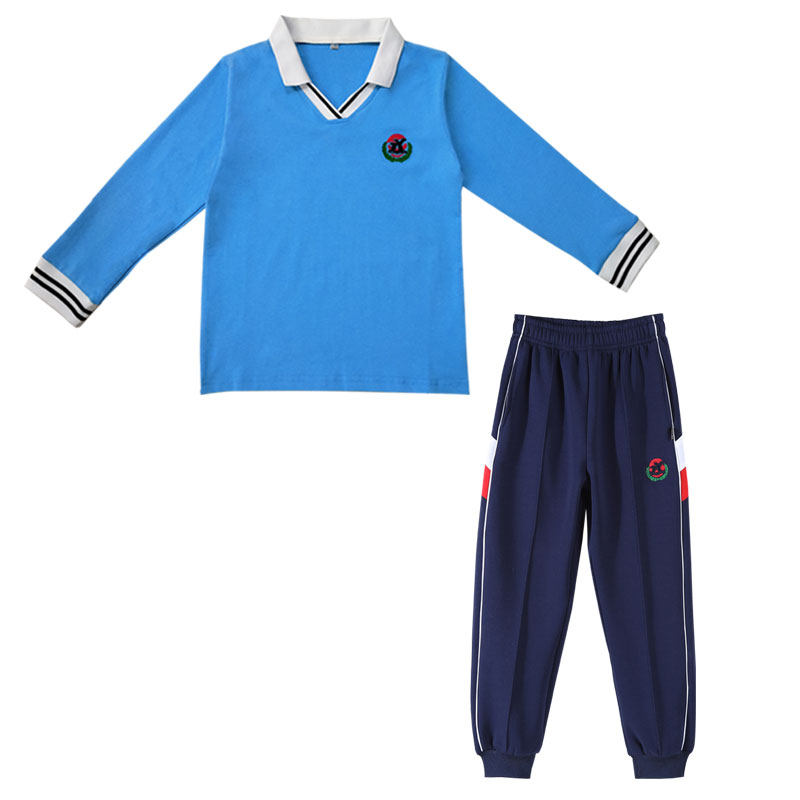 校服广州仲元小学生秋装长袖套装番禺区初中生纯棉校服