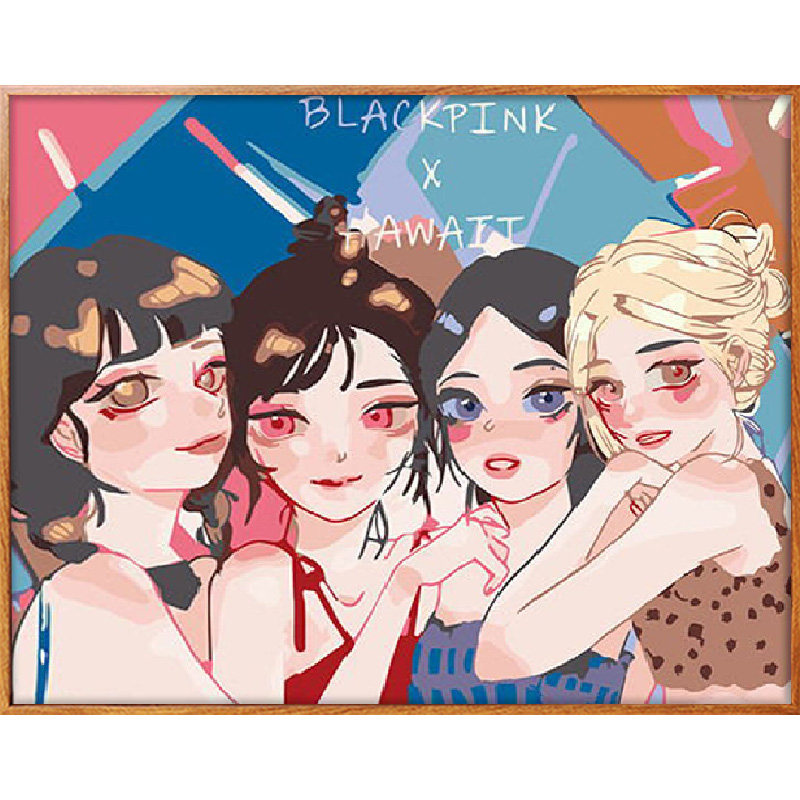 佳彩天颜数字油画diy填充blackpink组合少女lisa人物装饰diy