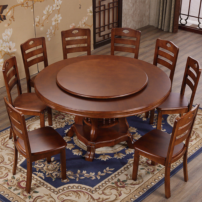 实木酒店大圆储物家用圆形饭店1.8米餐桌组合实木餐桌