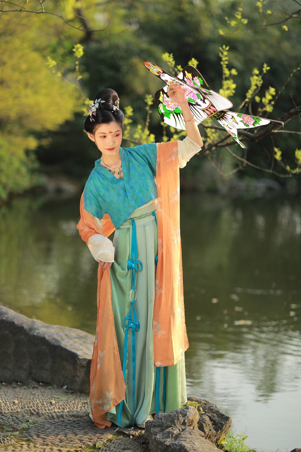 春水临水照花系列唐制坦领汉夏季唐背垂领十二汉服