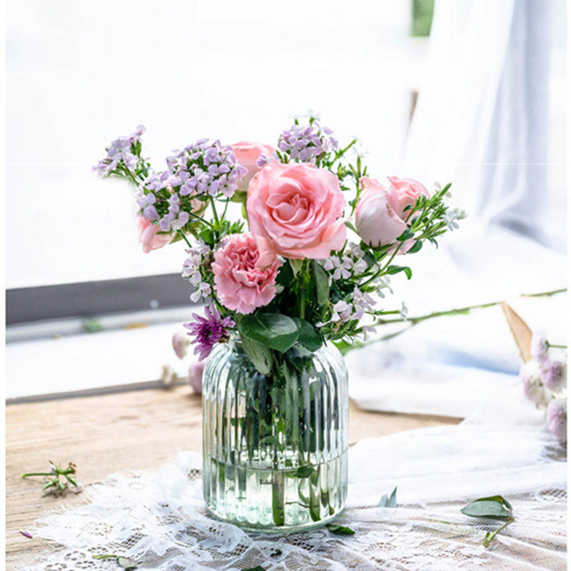 花瓶ins透明小花摆件绿萝水培玻璃瓶客厅鲜花花瓶
