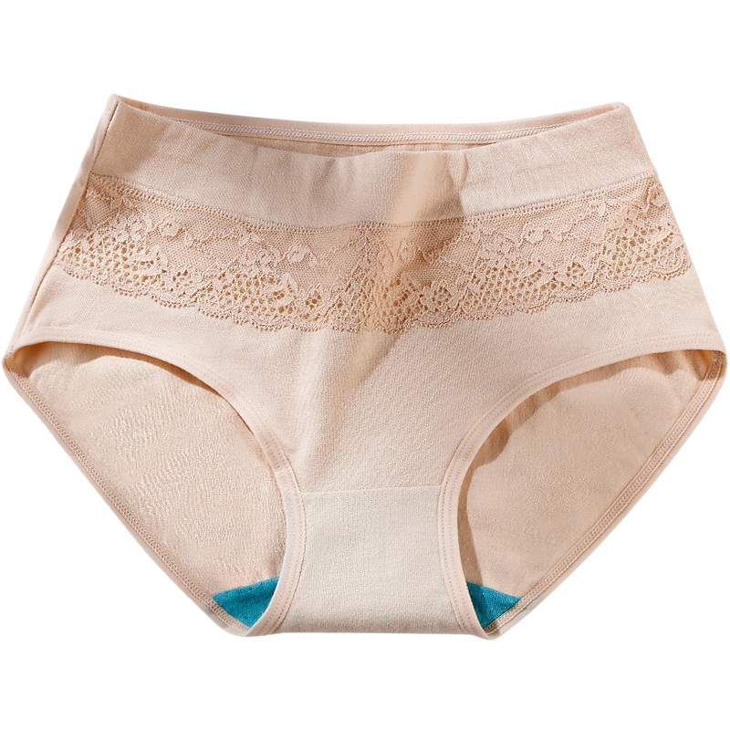 ab内衣 女士弹力棉蕾丝边抗菌小平角裤头 中腰收腹型ab内裤女0116_7折