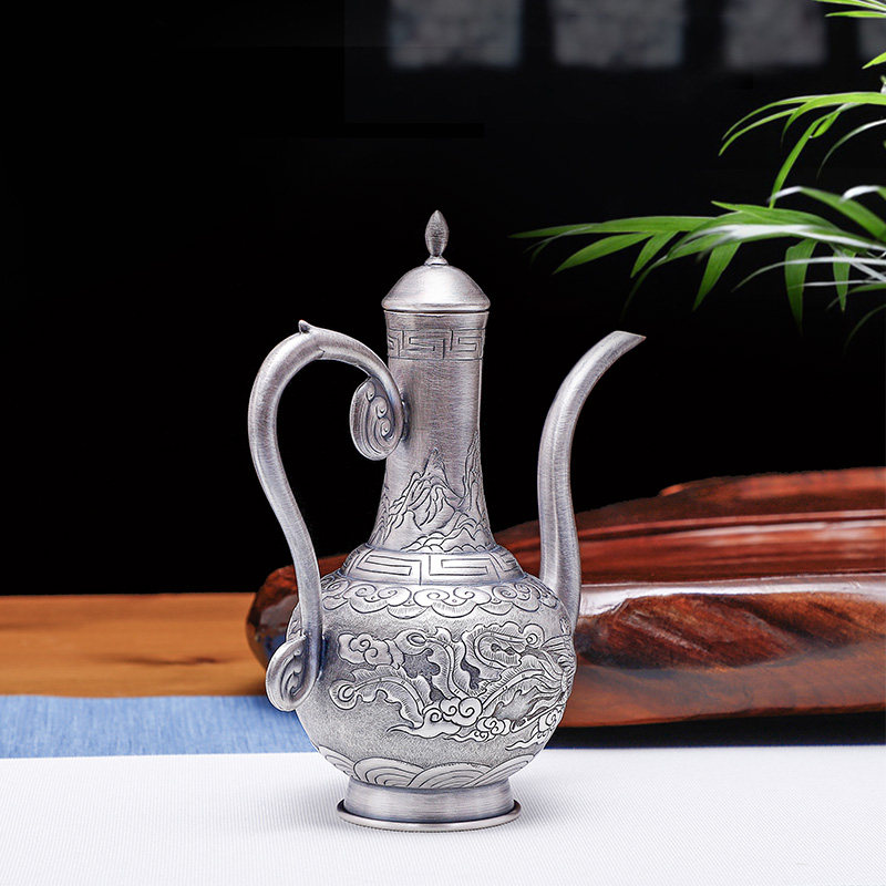 归银堂银酒壶999纯银 纯手工家用银酒具套装便携随身仿古中式银器
