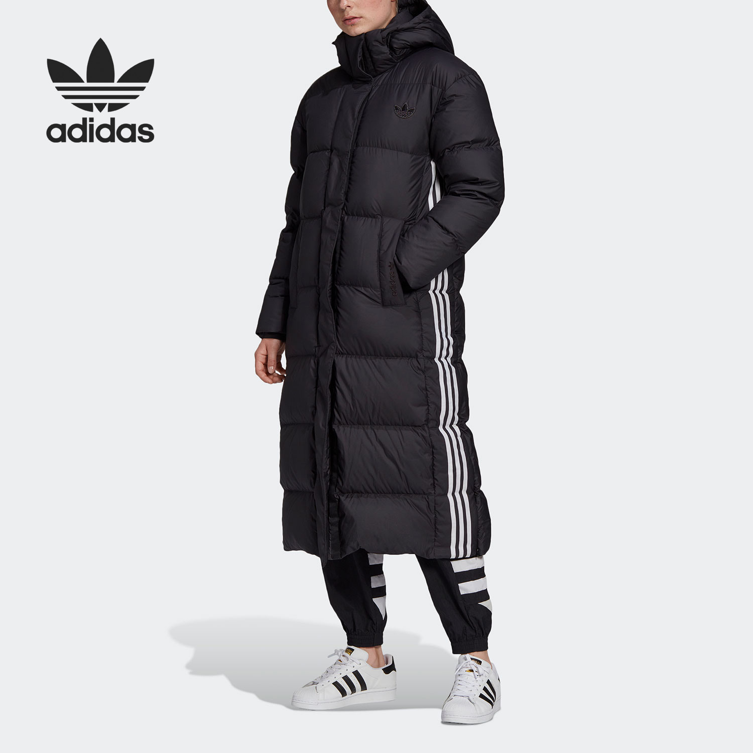 Adidas/阿迪达斯官方正品三叶草女子长款保暖运动羽绒服 GD2498