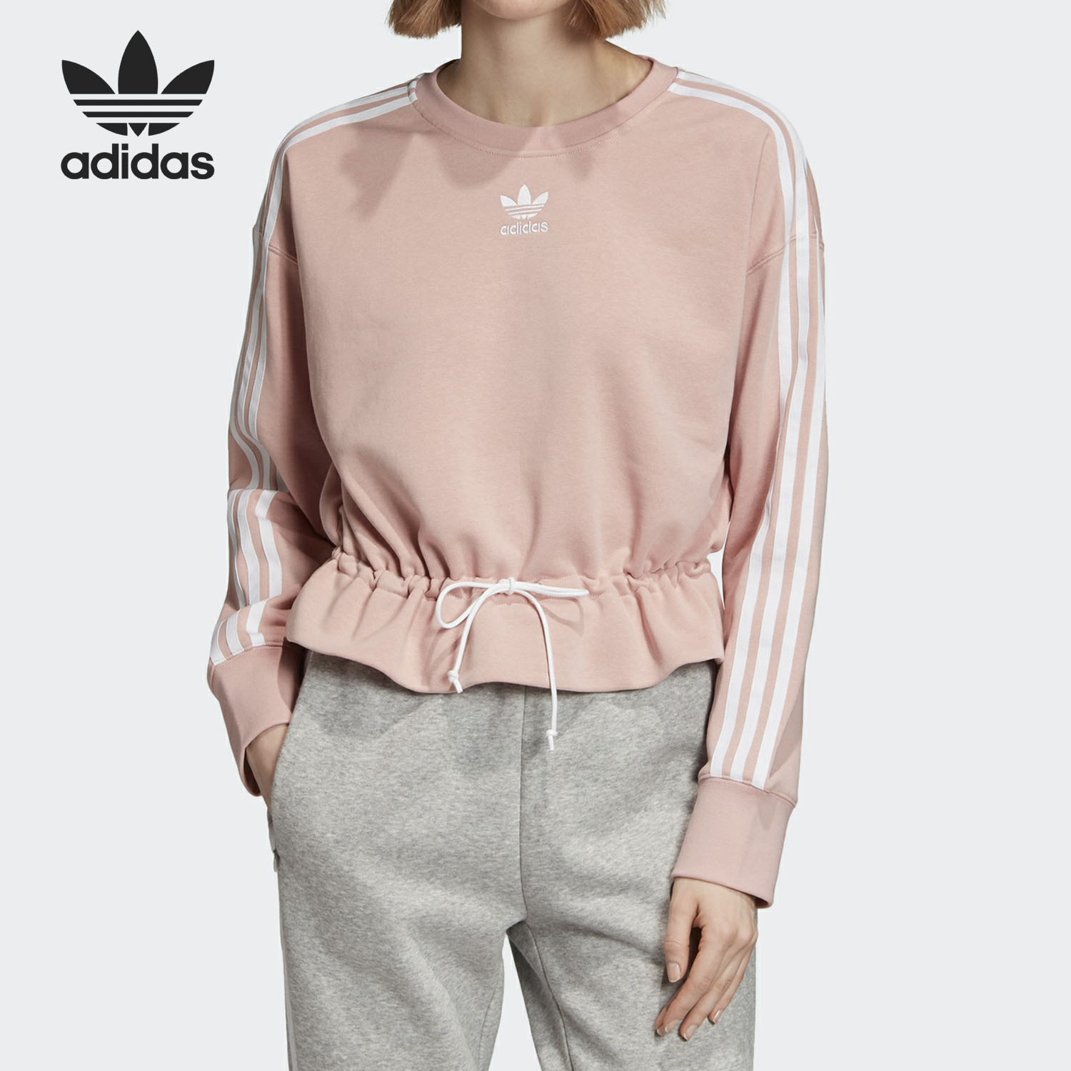 Adidas/阿迪达斯正品三叶草女子运动休闲时尚套头衫卫衣 EC1904