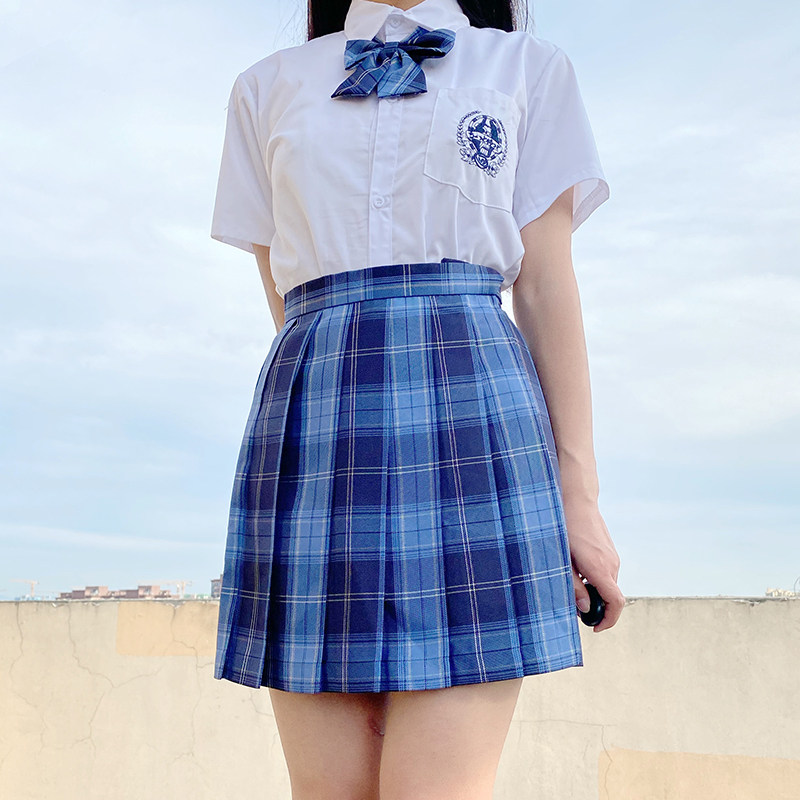 jk制服冈梨dokiboom正版原创蓝格校供格儿童女学生半身裙
