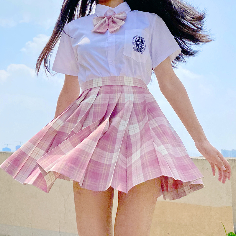 jk制服树莓红茶格裙中牌正版学生粉色日系学生校服