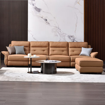 sofa ຫນັງ multifunctional ໄຟຟ້າ Italian ຊັ້ນທໍາອິດ sofa ໄຟຟ້າ smart ປັບຫ້ອງດໍາລົງຊີວິດທີ່ມີສາຍ USB