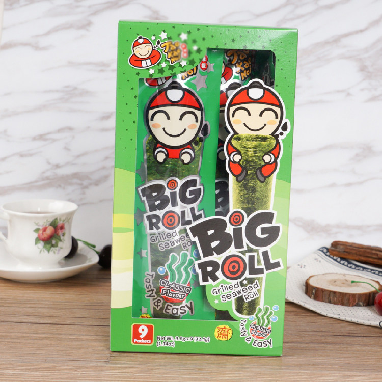 泰国进口big roll老板仔经典小零食香脆紫菜海苔卷27g*3盒 多味选