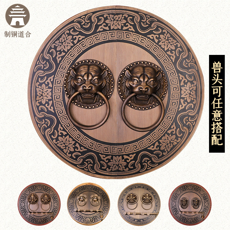 仿古大门中式纯铜门环兽头拉手把手复古圆形拉环小拉手