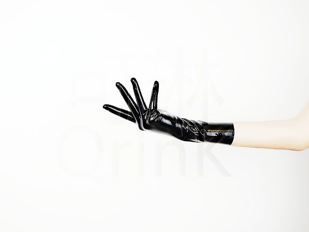 手套天然乳胶黑色latex一次成型指手实拍情趣手套